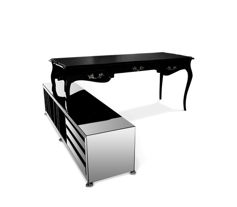 Boulevard Gloss Black Classic Executive Writing Desk