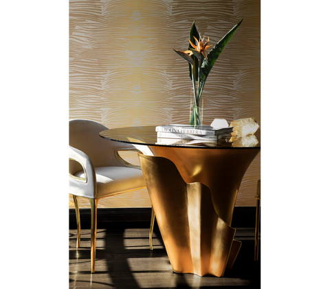 Chandra Cutout Polished Brass Velvet Dining Chair