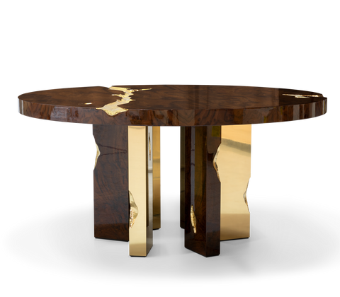 Empire Round Brass Inlay Dining Table