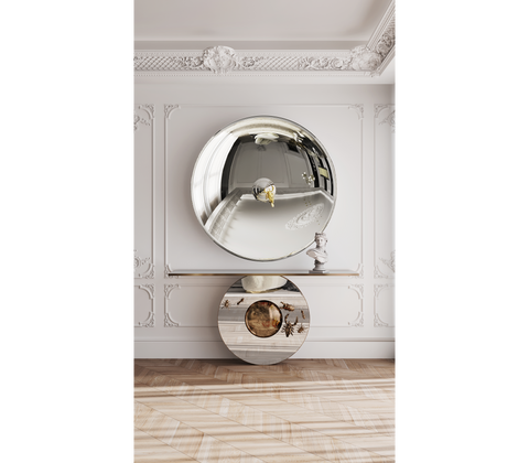 Brass Mirrored Gold Sculptural Form Cabinet