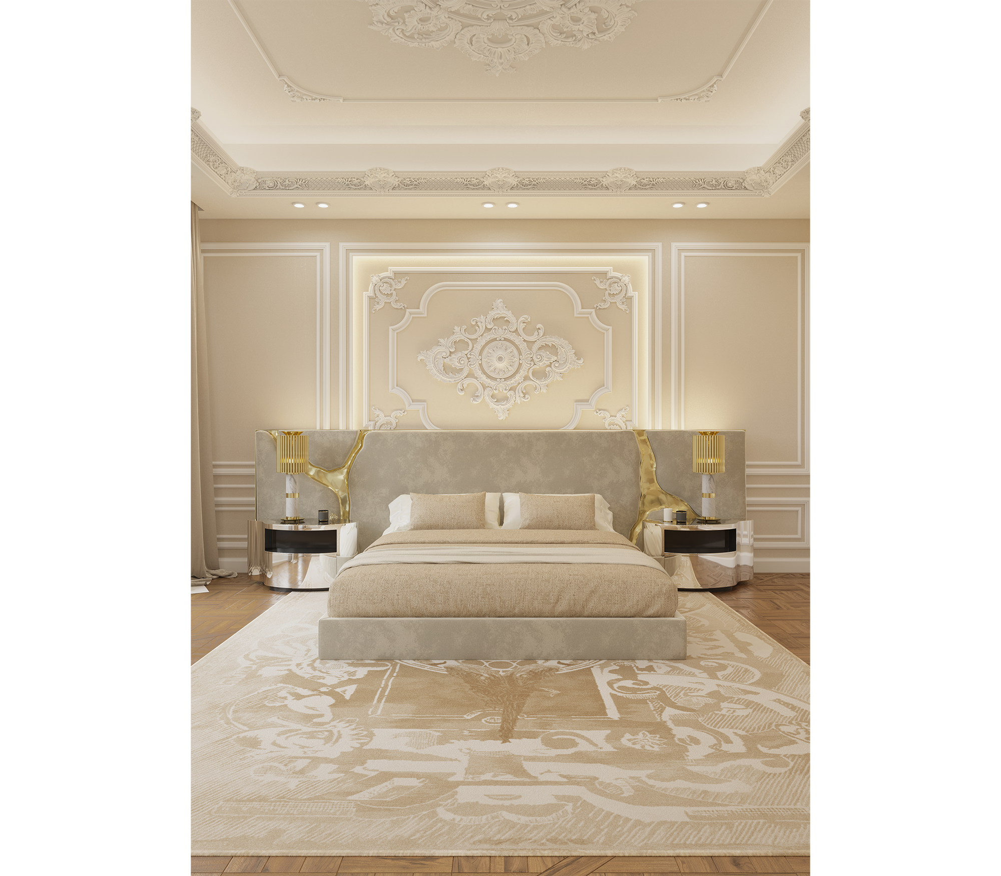 Lapiaz Kintsugi Velvet Polished Gold Headboard