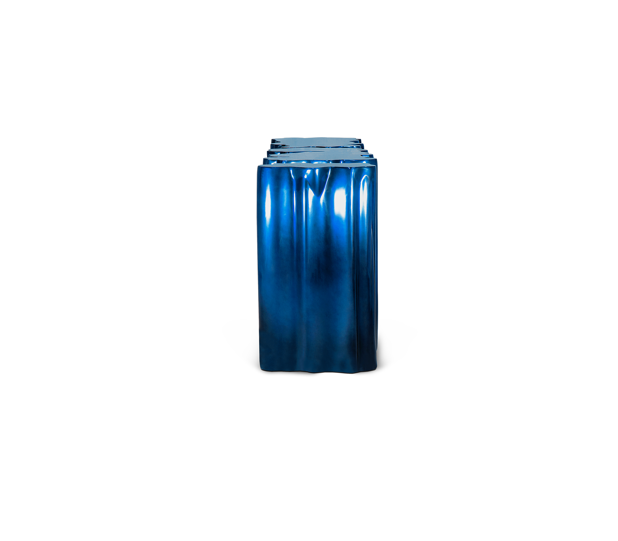 Lacquer Blue Sculptural Form Cabinet