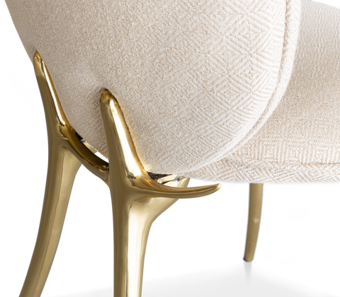 Soleil Curved Brass Modern Dining Chair