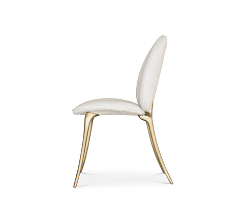Soleil Curved Brass Modern Dining Chair
