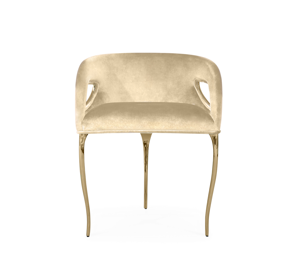 Chandra Cutout Gloss Brass Velvet Chair