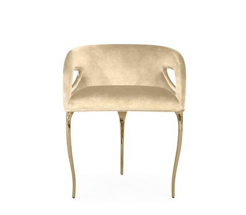 Chandra Cutout Gloss Brass Velvet Chair