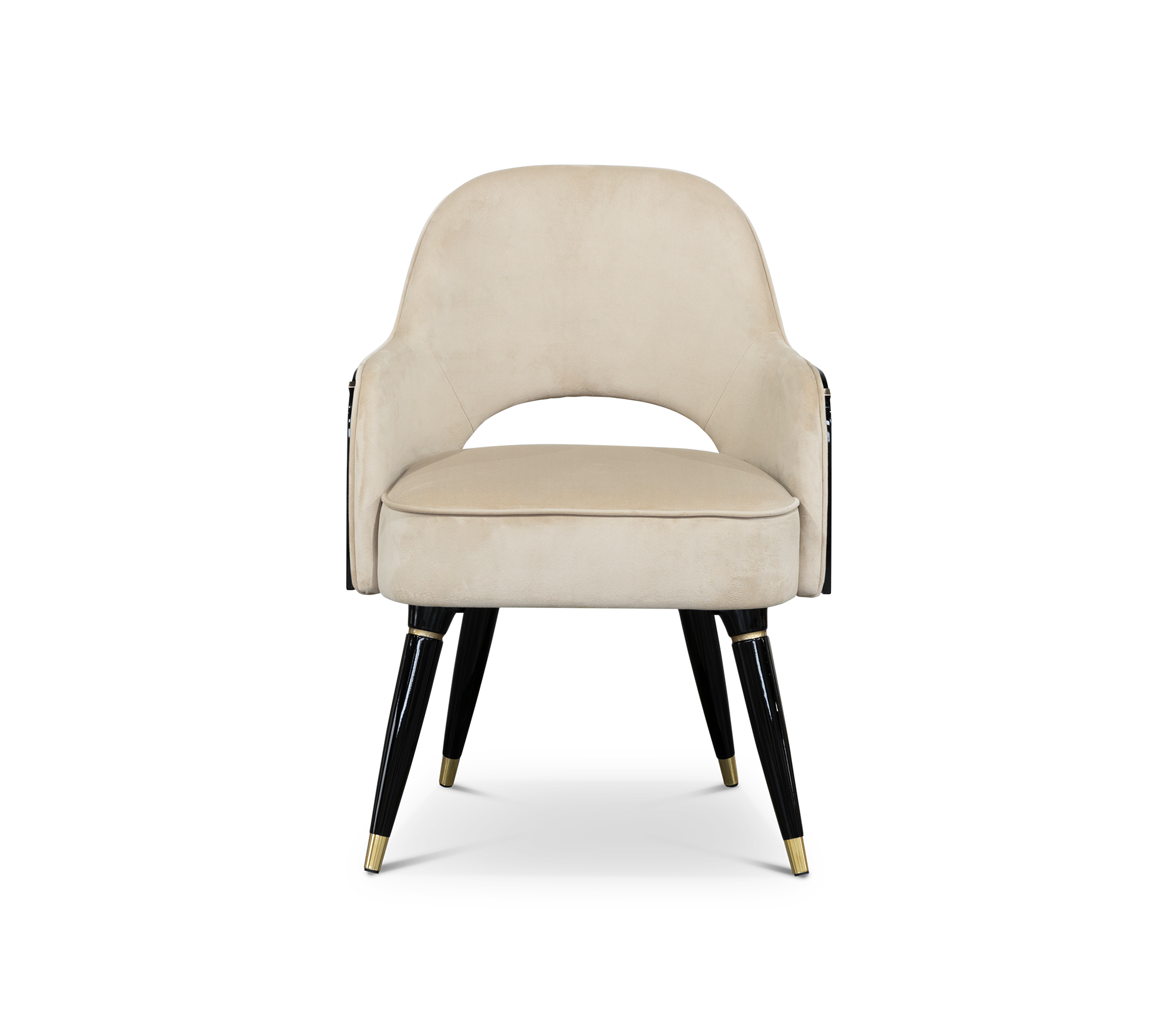 Collins with Armrest II Velvet Lacquered Dining Chair
