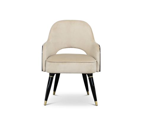 Collins with Armrest II Velvet Lacquered Dining Chair