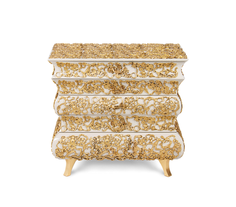 Crochet Baroque Gold Filigree Nightstand