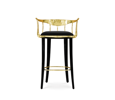 No 11 Surrealist Polished Brass Bar Stool