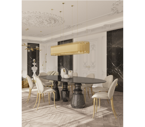 Soleil Curved Brass Modern Dining Chair