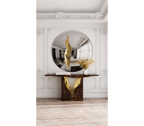 Brass Wood White Cabinet for Entryway