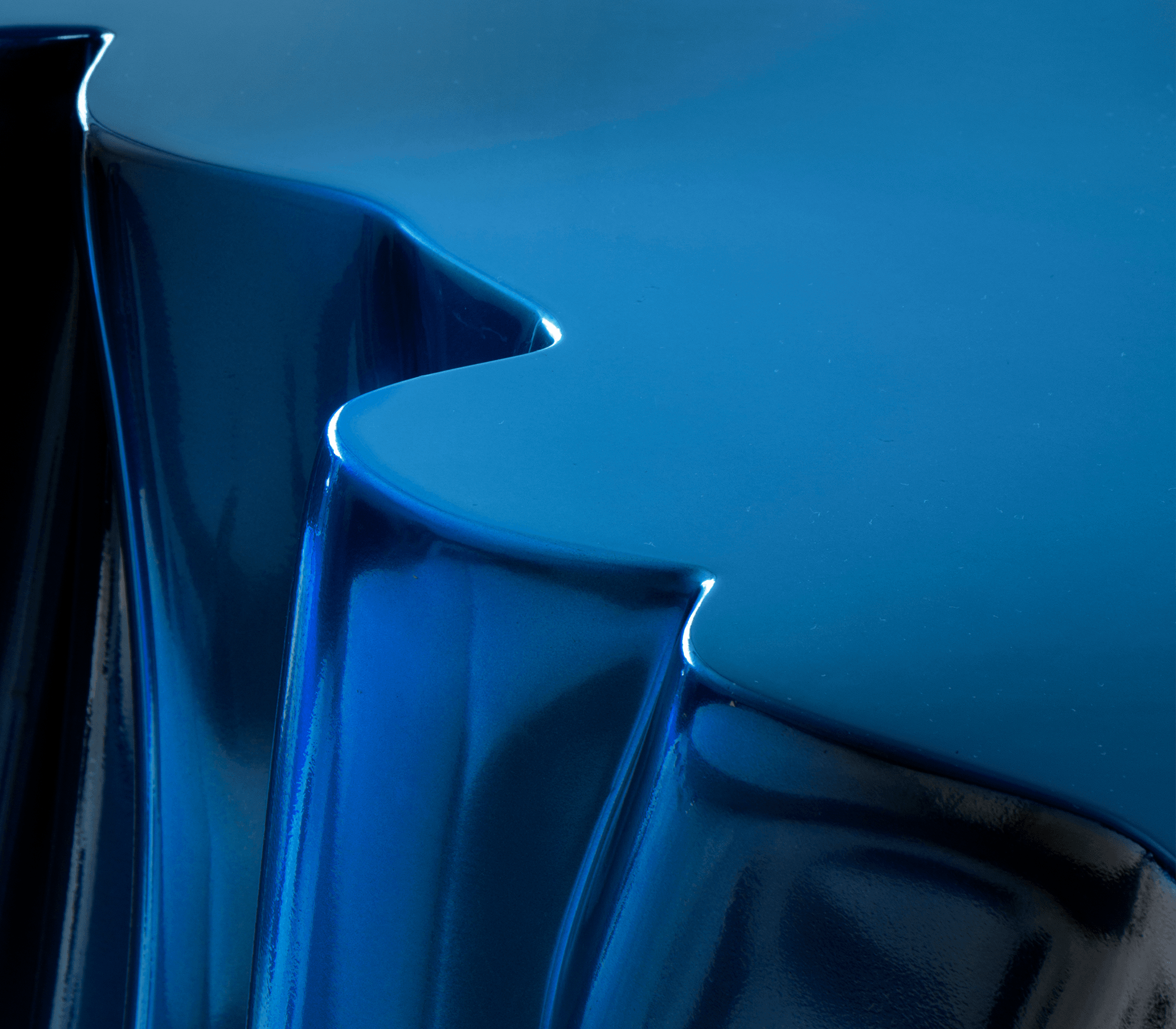 Lacquer Blue Sculptural Form Cabinet