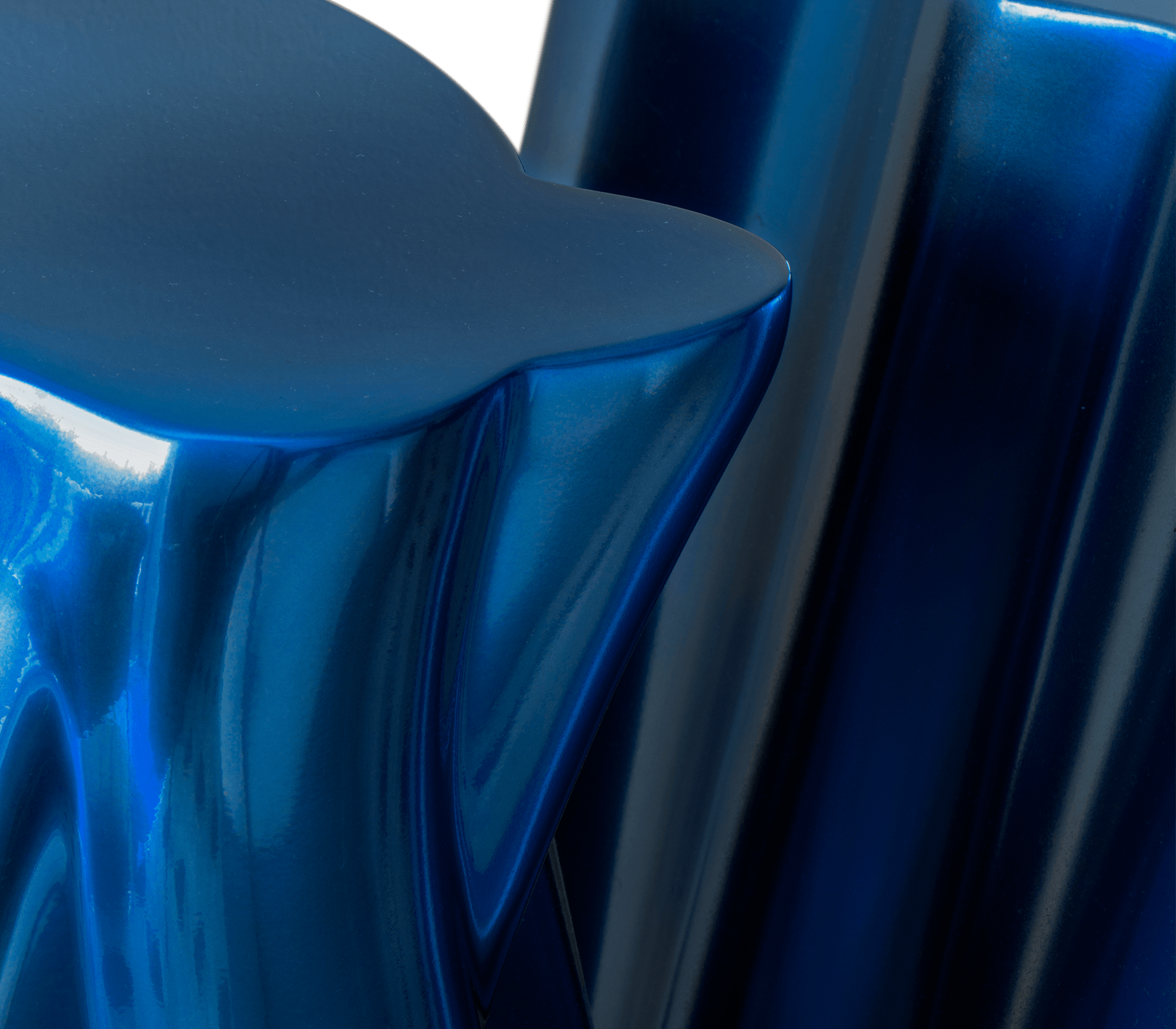 Lacquer Blue Sculptural Form Cabinet