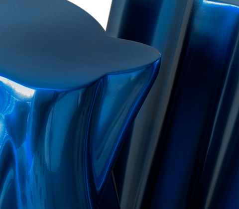 Lacquer Blue Sculptural Form Cabinet