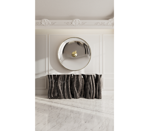 Lacquer Blue Sculptural Form Cabinet