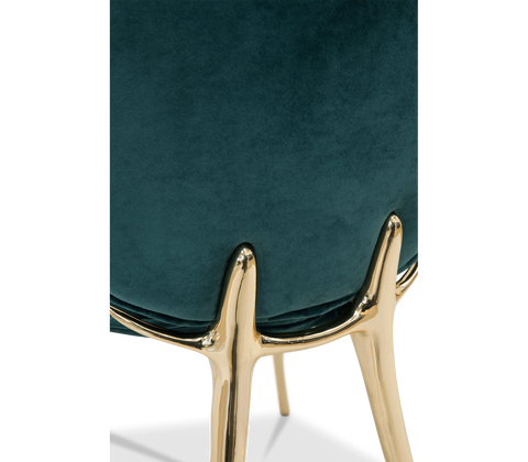 Soleil Curved Brass Modern Dining Chair