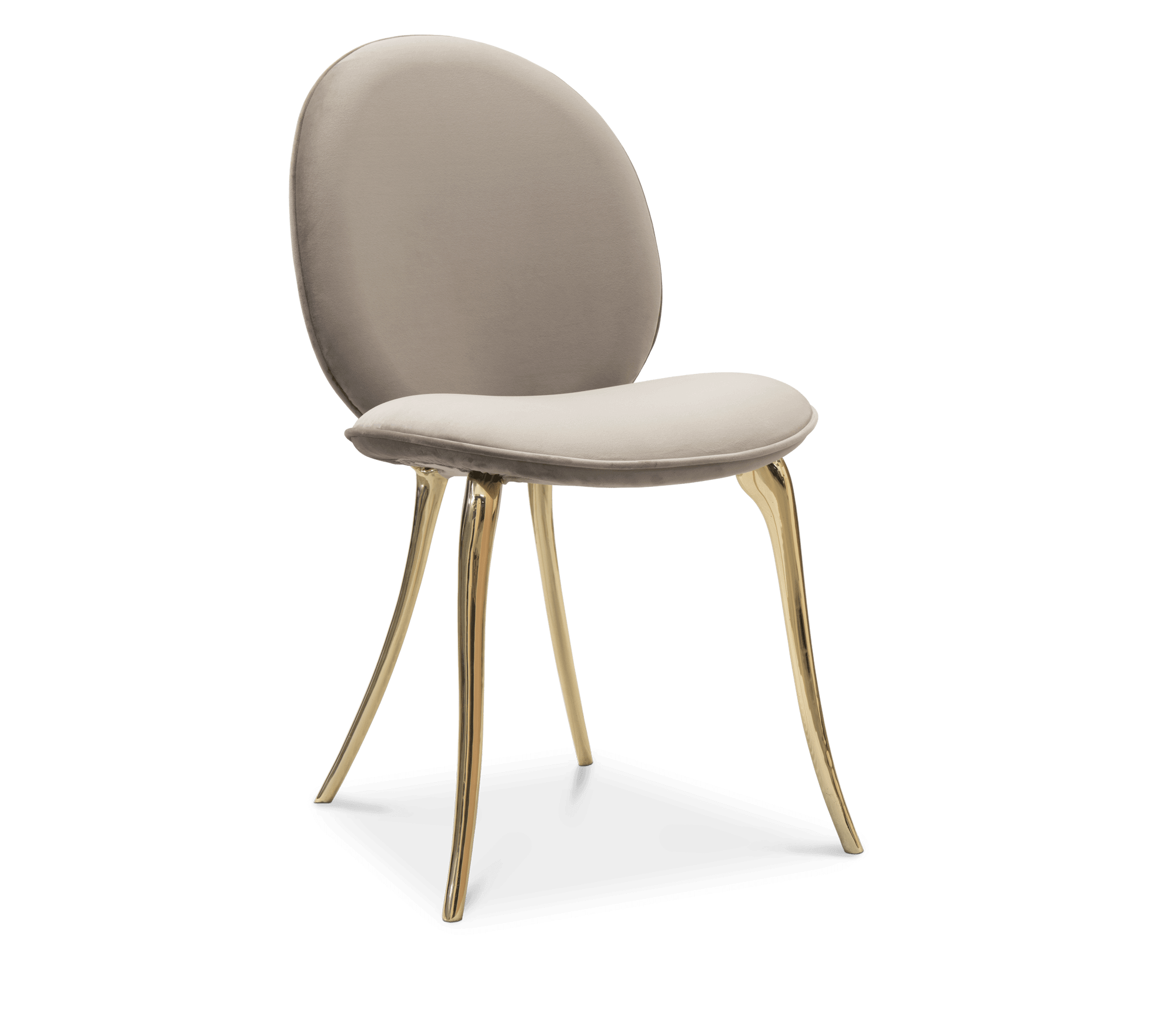 Soleil Curved Brass Modern Dining Chair
