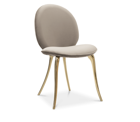 Soleil Curved Brass Modern Dining Chair