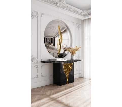 Brass Wood White Cabinet for Entryway