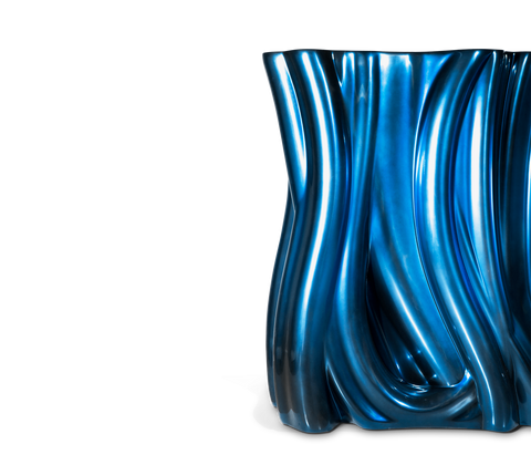 Lacquer Blue Sculptural Form Cabinet
