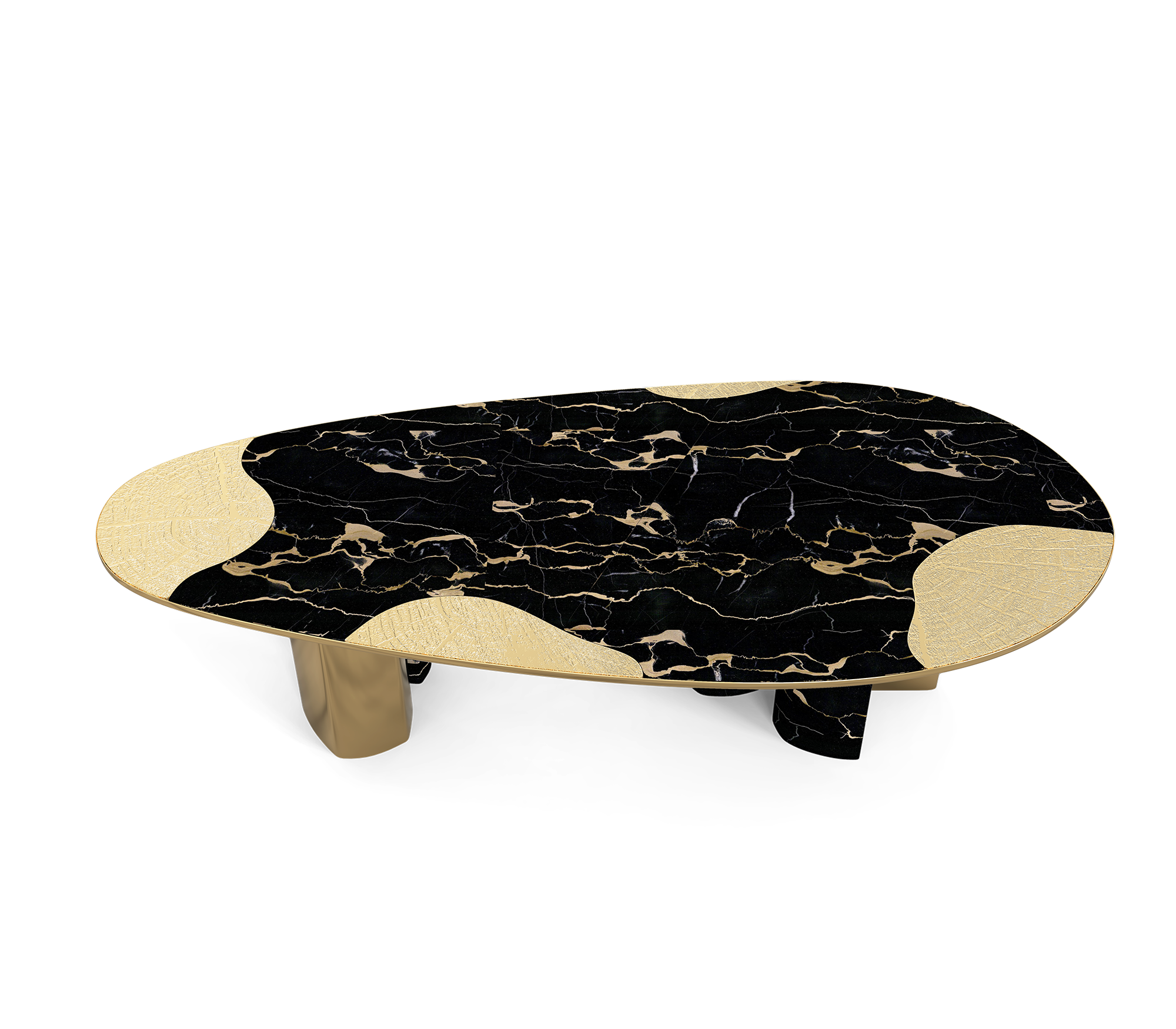 Ophelia Oval Carrara Marble and Gold Dining Table