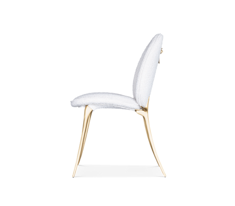 Soleil Curved Brass Modern Dining Chair