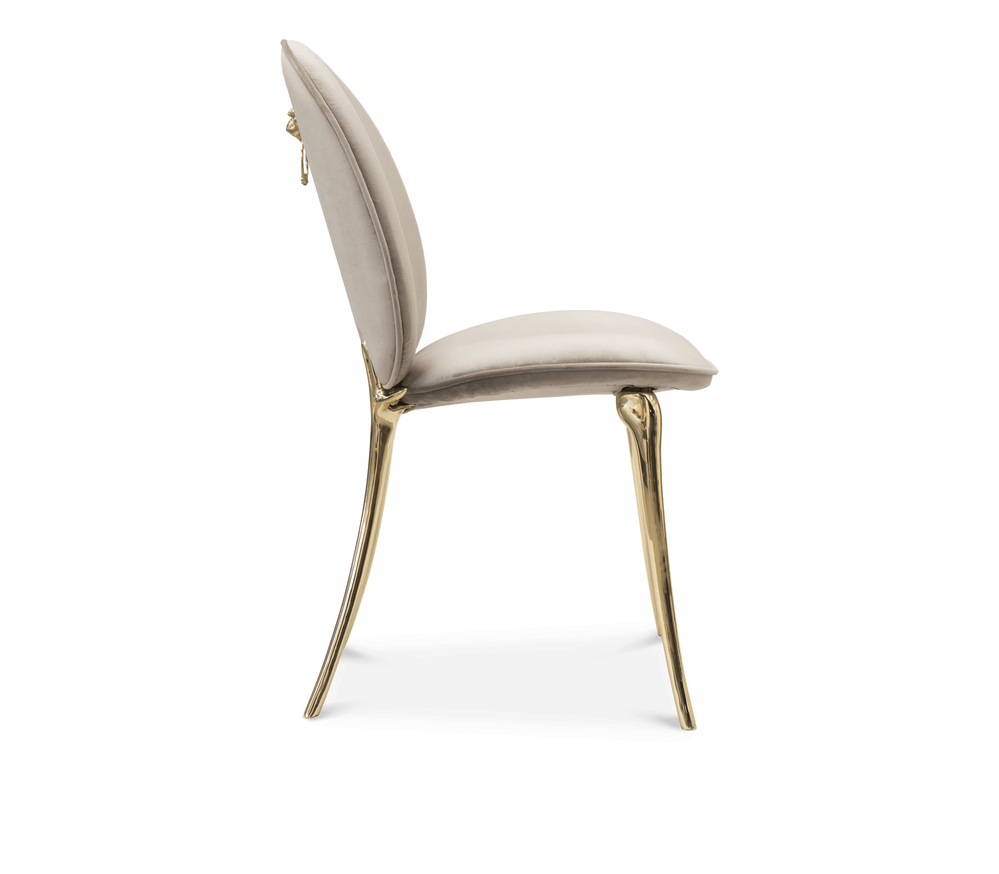 Soleil Curved Brass Modern Dining Chair