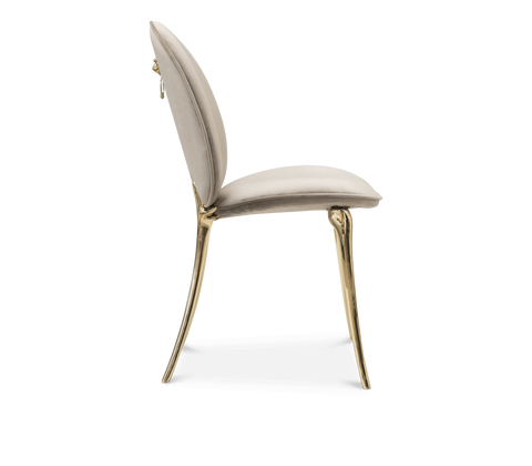 Soleil Curved Brass Modern Dining Chair
