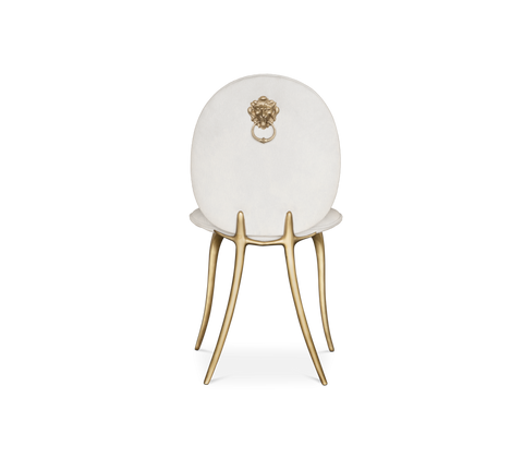 Soleil Curved Brass Modern Dining Chair