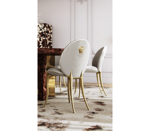 Soleil Curved Brass Modern Dining Chair