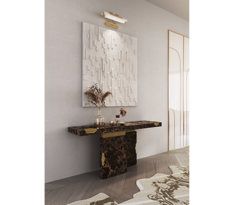 Brass Mirrored Gold Sculptural Form Cabinet Entryway