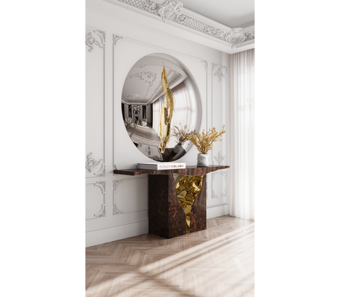 Brass Wood White Cabinet for Entryway
