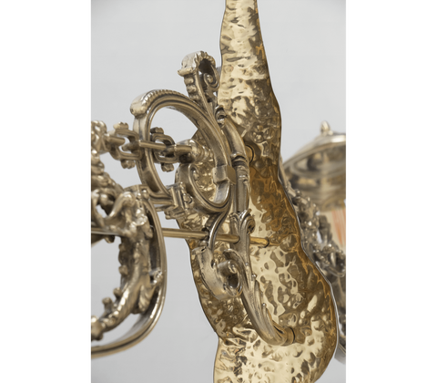Brass Glass Gold Sculptural Form Console Table