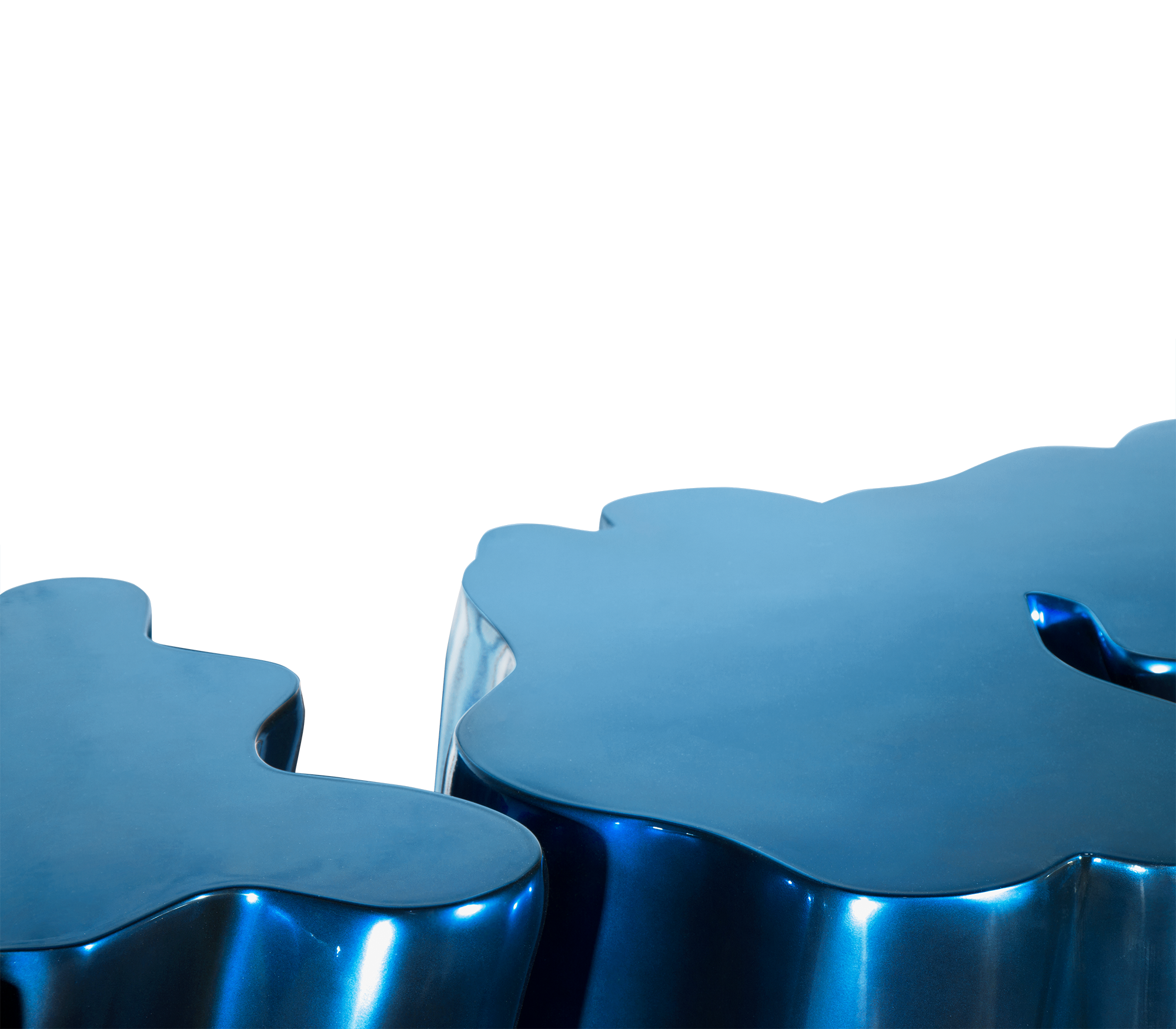 Lacquer Blue Sculptural Form Cabinet