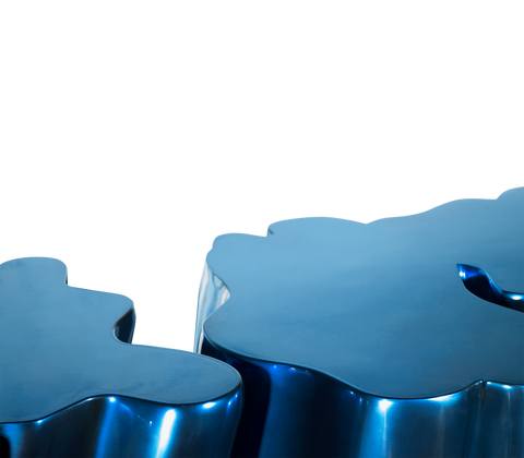Lacquer Blue Sculptural Form Cabinet