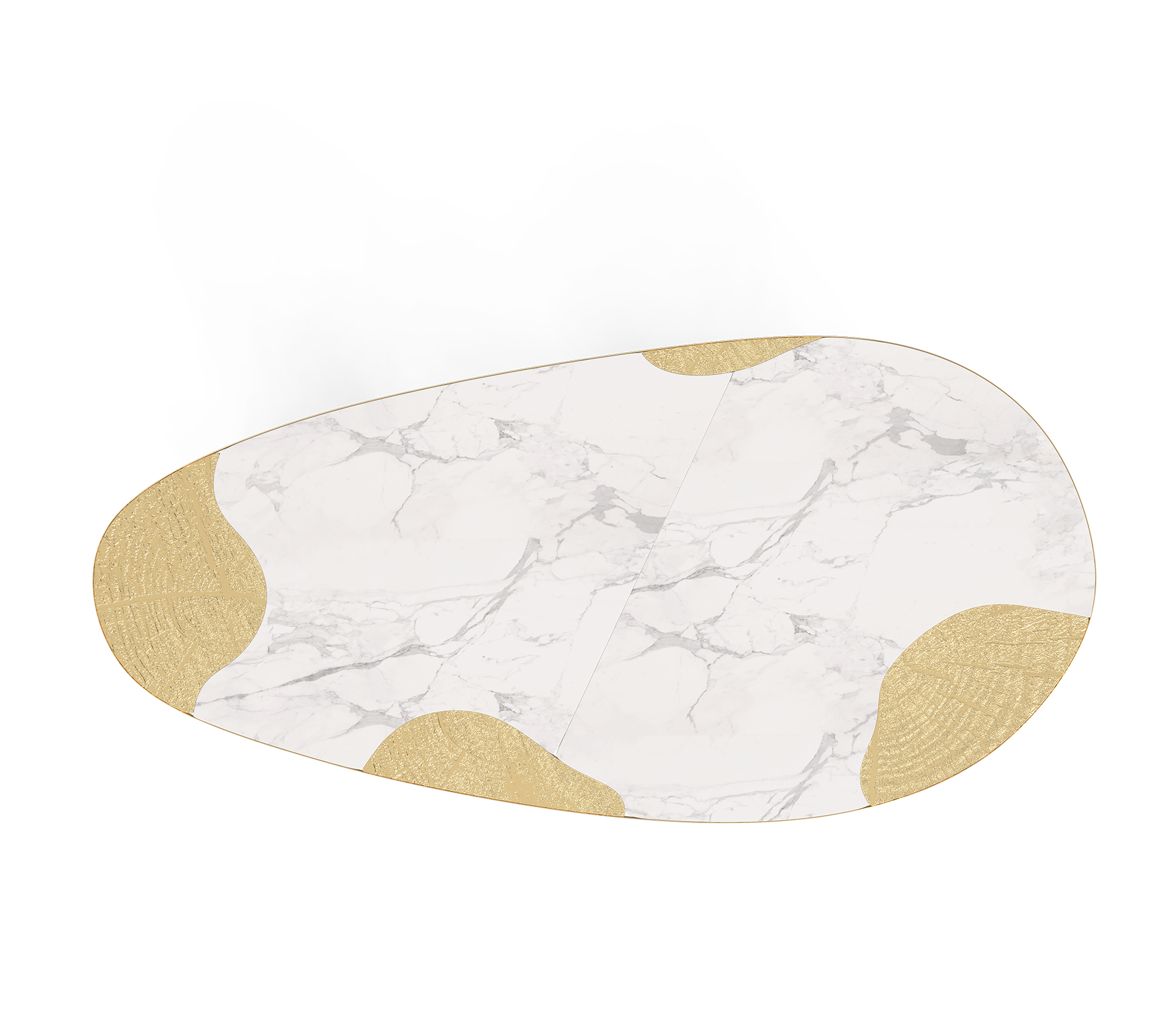 Ophelia Oval Carrara Marble and Gold Dining Table