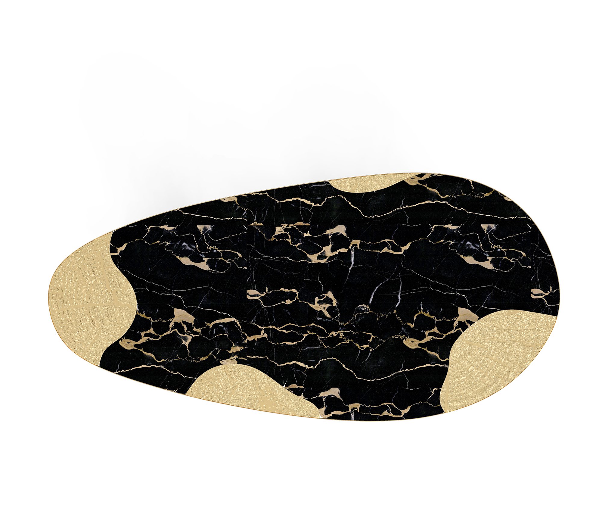 Ophelia Oval Carrara Marble and Gold Dining Table