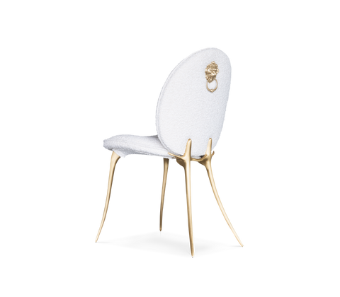 Soleil Curved Brass Modern Dining Chair
