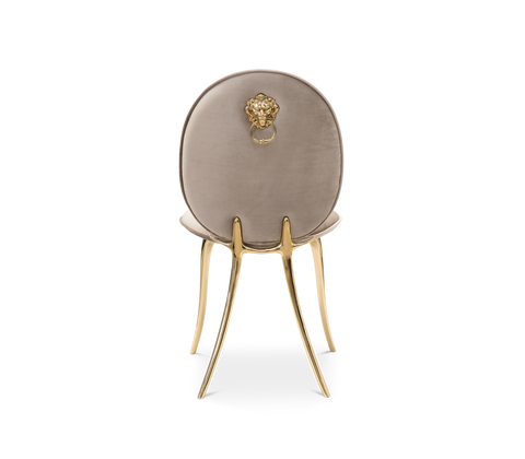 Soleil Curved Brass Modern Dining Chair