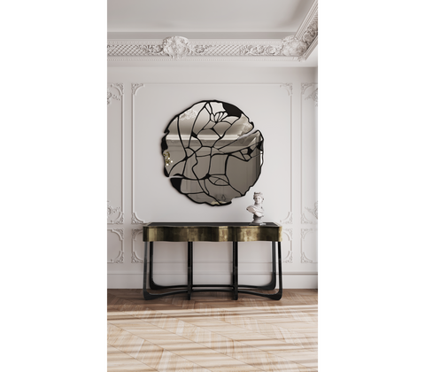 Sinuous Consoles Patina Brass Wave Entryways Cabinet Table