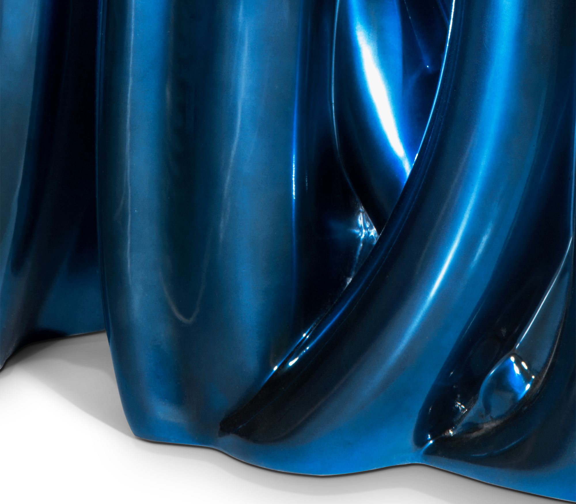Lacquer Blue Sculptural Form Cabinet