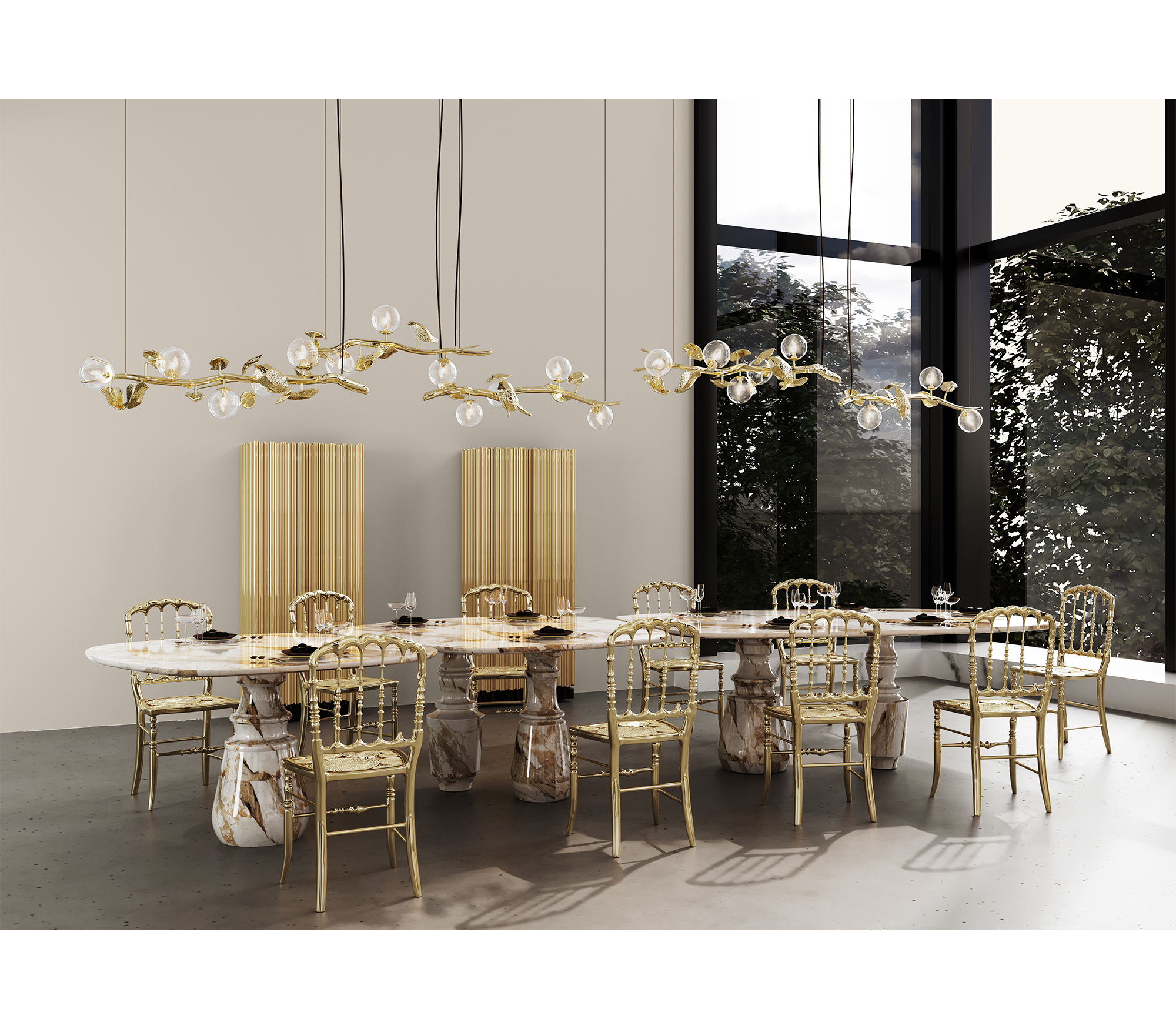 Pietra Nero Marquina Modular Dining Table