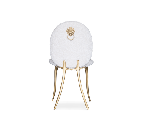 Soleil Curved Brass Modern Dining Chair