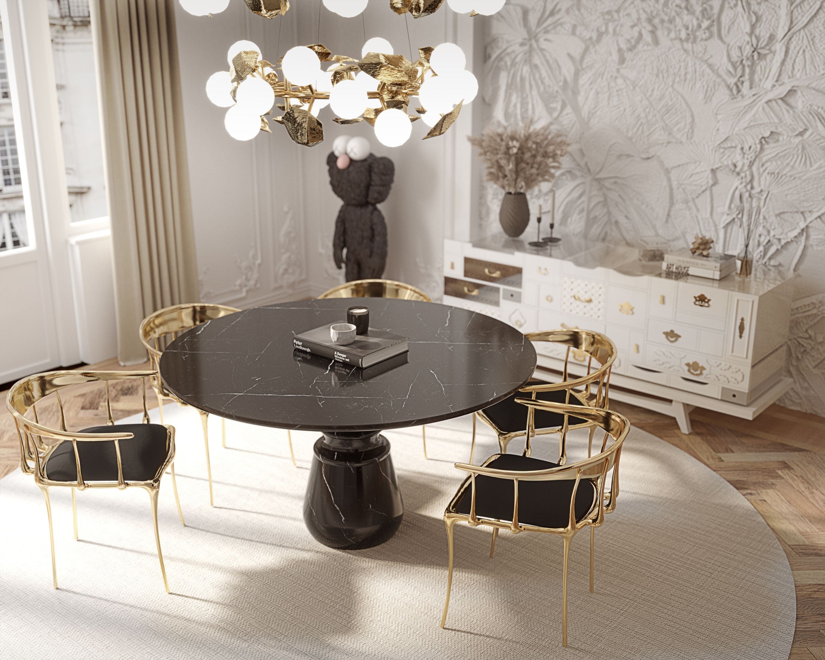 No11 Surrealist Polished Gold Cast Brass Dining Chair