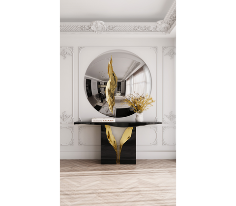 Brass Wood White Cabinet for Entryway