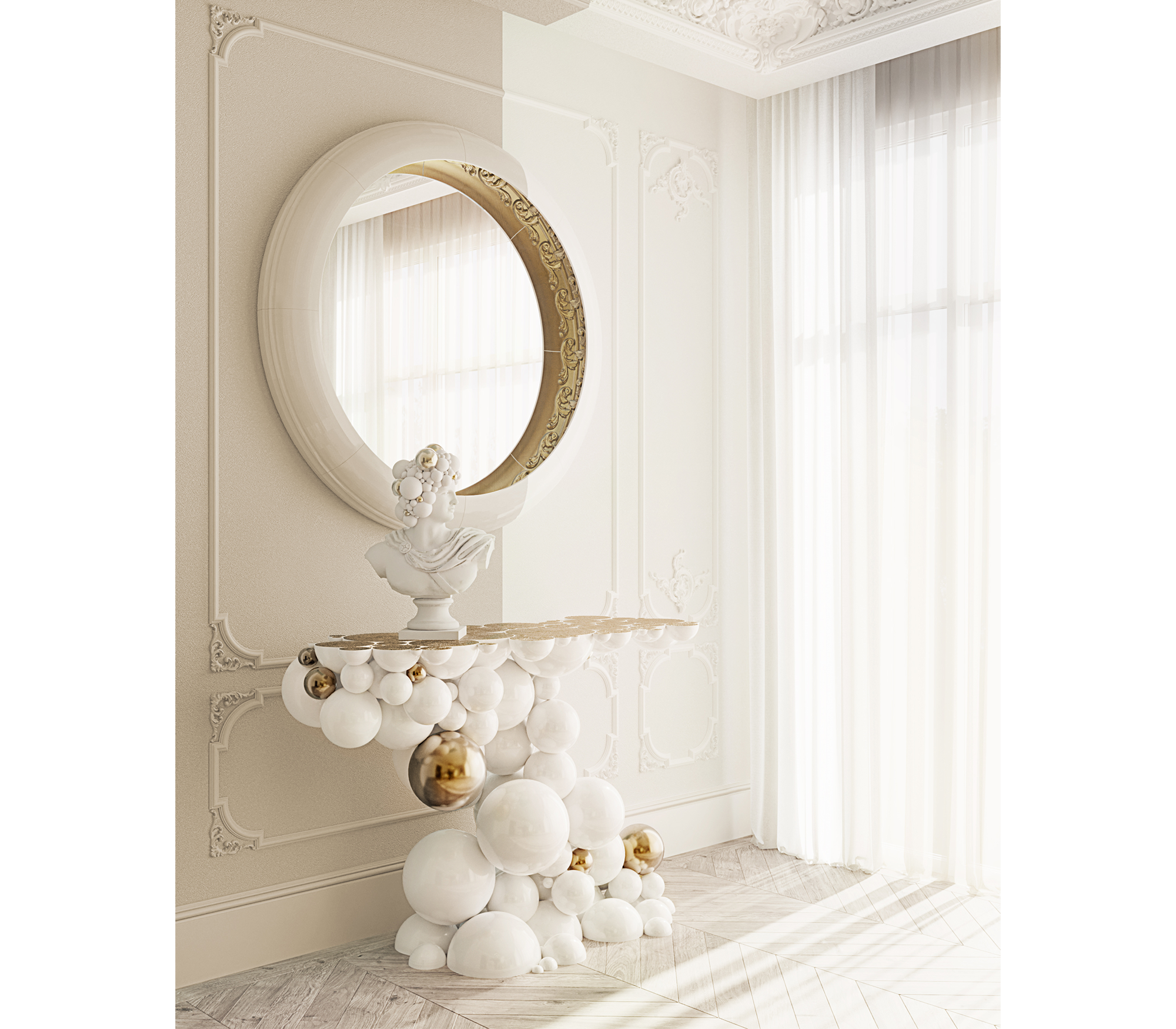 Newton Consoles Azulejo Sculptural Entryways Cabinet Table