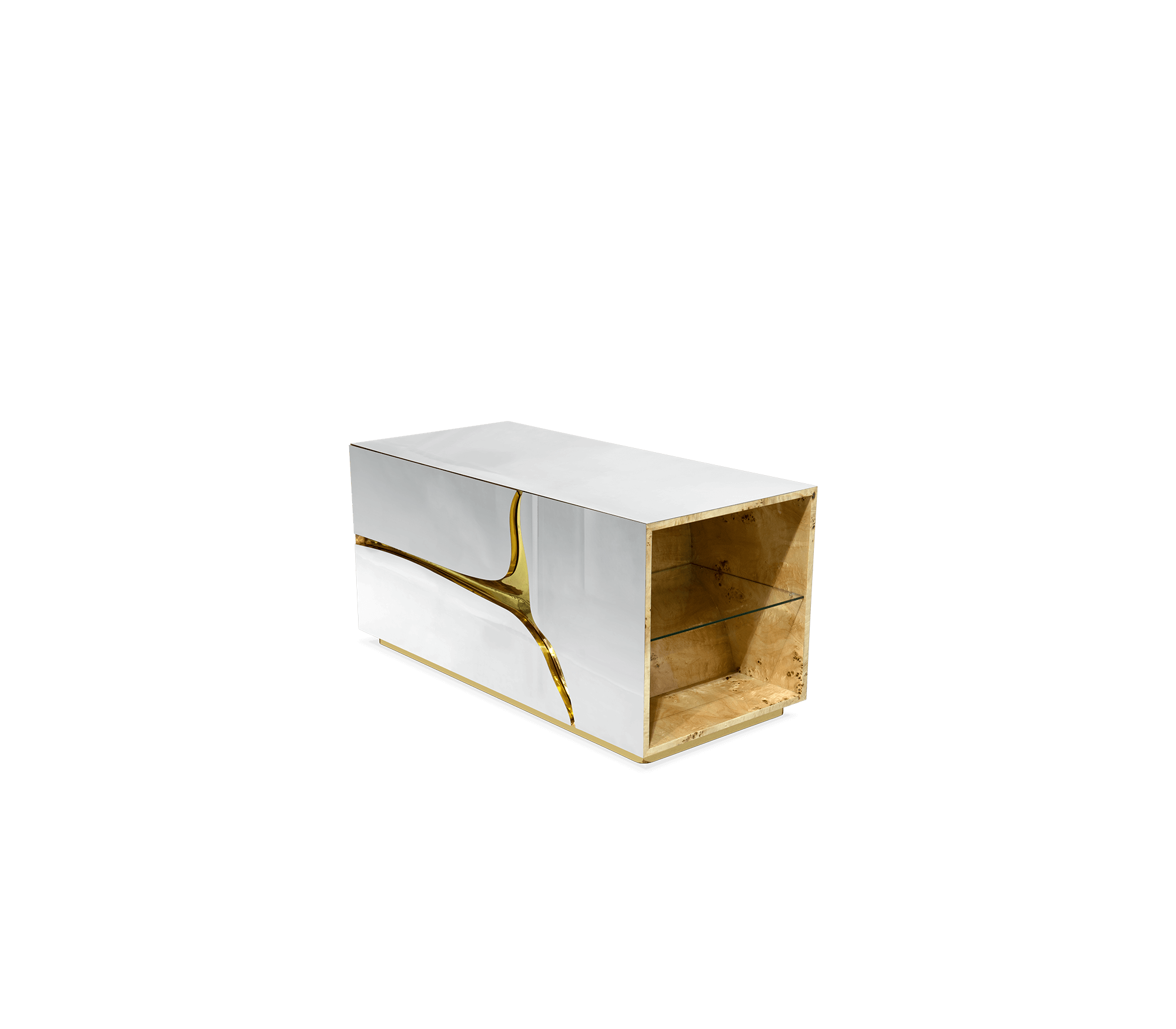 Lapiaz Cracked Stone Mirrored Nightstand