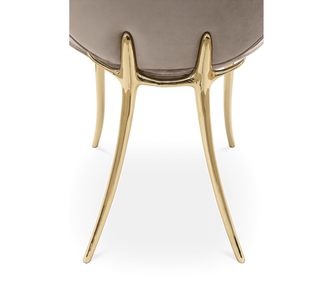 Soleil Curved Brass Modern Dining Chair