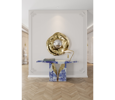 Brass Wood White Cabinet for Entryway